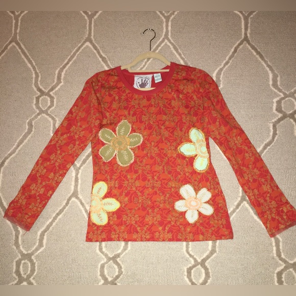 Inner Child LS Top With Flowers - Picture 1 of 7